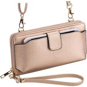 Wristlet Wallet Holder Bags for Women Rose Gold